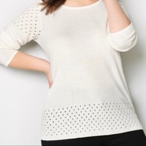Plus size pull over off white sweater basket weave